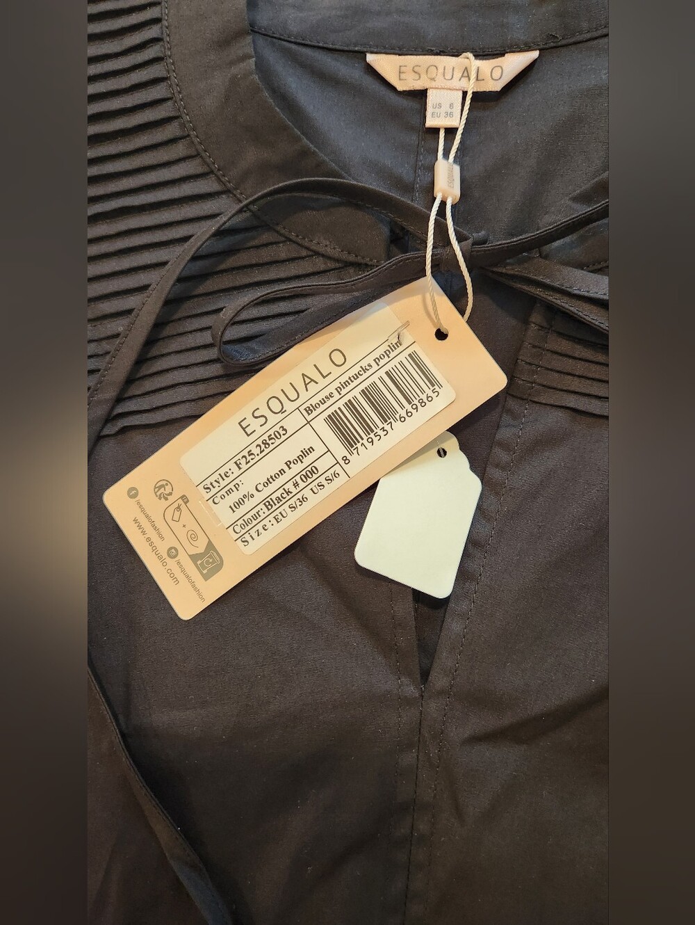 100% Poplin Blouse Black Size 6 - Picture 5 of 7